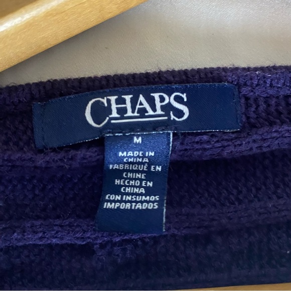 CHAPS by Ralph Lauren Woman's Purple Cable Knit Boat Neck Pullover Sweater M - Picture 3 of 6